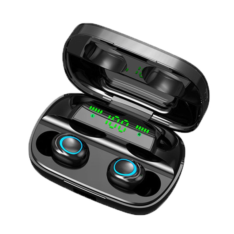 S11 TWS Bluetooth Earphone Wireless Sport Earbuds BT 5.0 Built in Microphone with 3500mAh Power Bank White with digital display