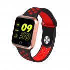 S226 Smart Watch Fitness Tracker Heart Rate Monitor Smart Bracelet Blood Pressure Pedometer  Gold shell + black red strap