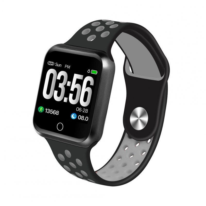 S226 Smart Watch Fitness Tracker Heart Rate Monitor Smart Bracelet Blood Pressure Pedometer  Black shell + black gray strap