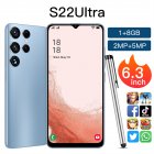 S22Ultra 6.3-inch Smartphone FHD Large Screen 2mp+5mp Camera 3000mah Battery Face Recognition Cellphones (1+8gb) blue_US Plug