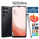 S22Ultra 6.3-inch Smartphone FHD Large Screen 2mp+5mp Camera 3000mah Battery Face Recognition Cellphones (1+8gb) black_EU Plug