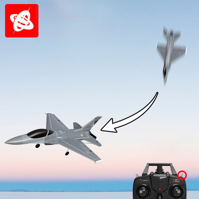 F16 RC Airplane 2.4g 4ch 6-Shaft One Key Aerobatic Fixed-Wing RC Aircraft 365mm Wing Span Epp Foam RC Glider