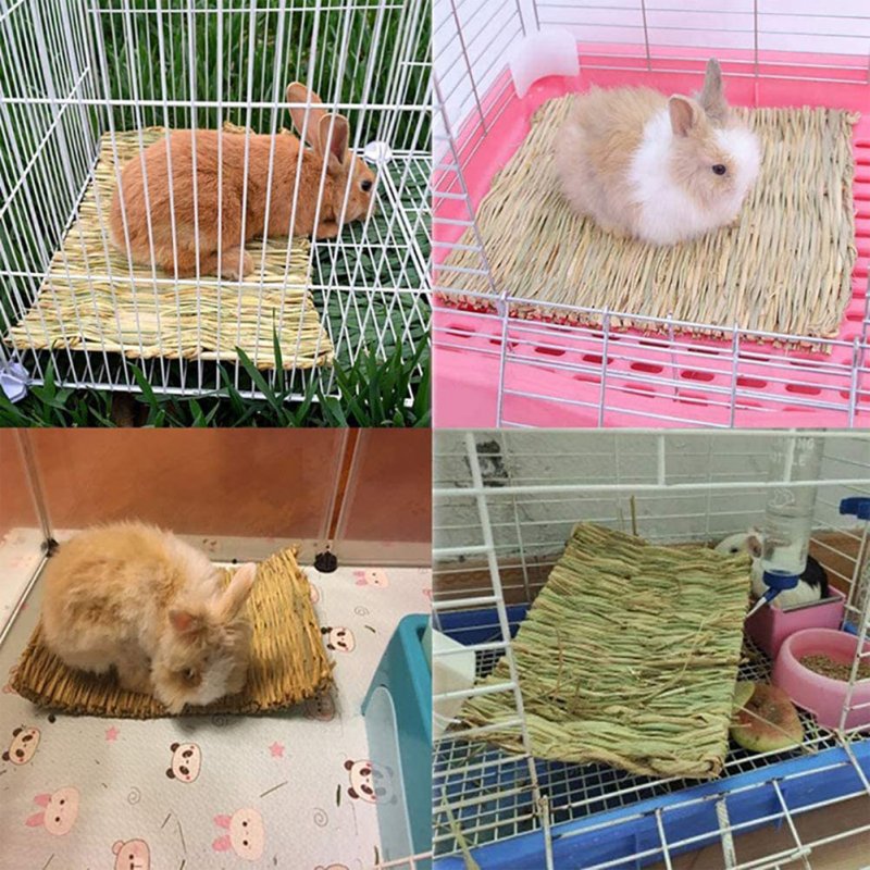 Straw Woven Pet Chew Mat Pad Pet House Cage Accessories For Hamster Rabbit Chinchilla Guinea Pig straw_Small 28x20