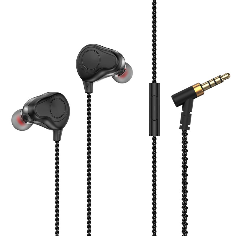 S6 Six-motion Coil Three-unit Headset In-ear, Universal Hifi Stereo Deep Bass Wired Headphones, Sport Headset With Microphone black