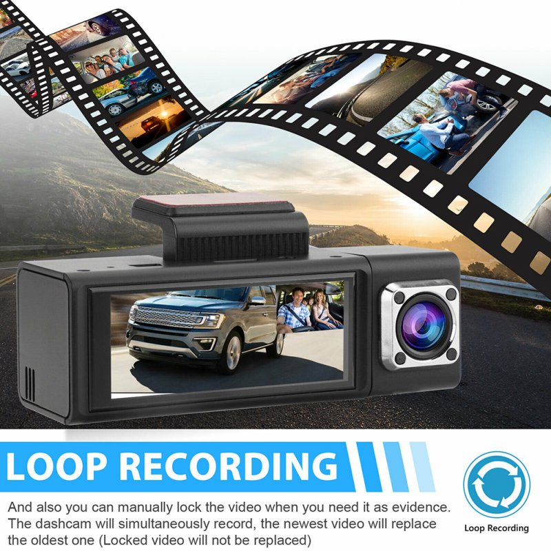 3 Lens Car DVR Driving Recorder G-sensor 1080p Front + Rear + Built-in Camera Dash Cam 