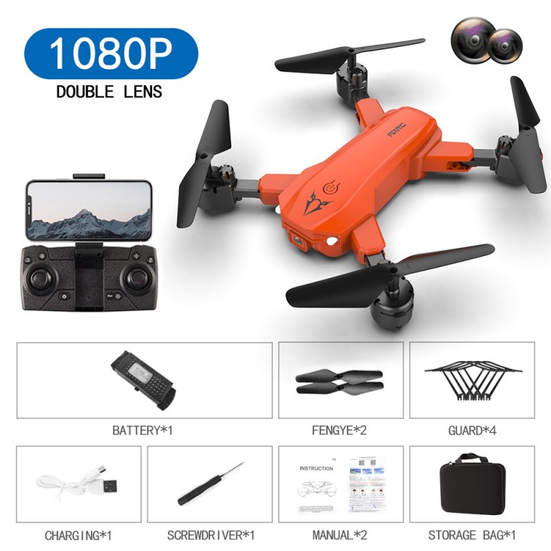 S80  2.4g  Drone Black Orange Drone Toy Orange 1080p dual camera