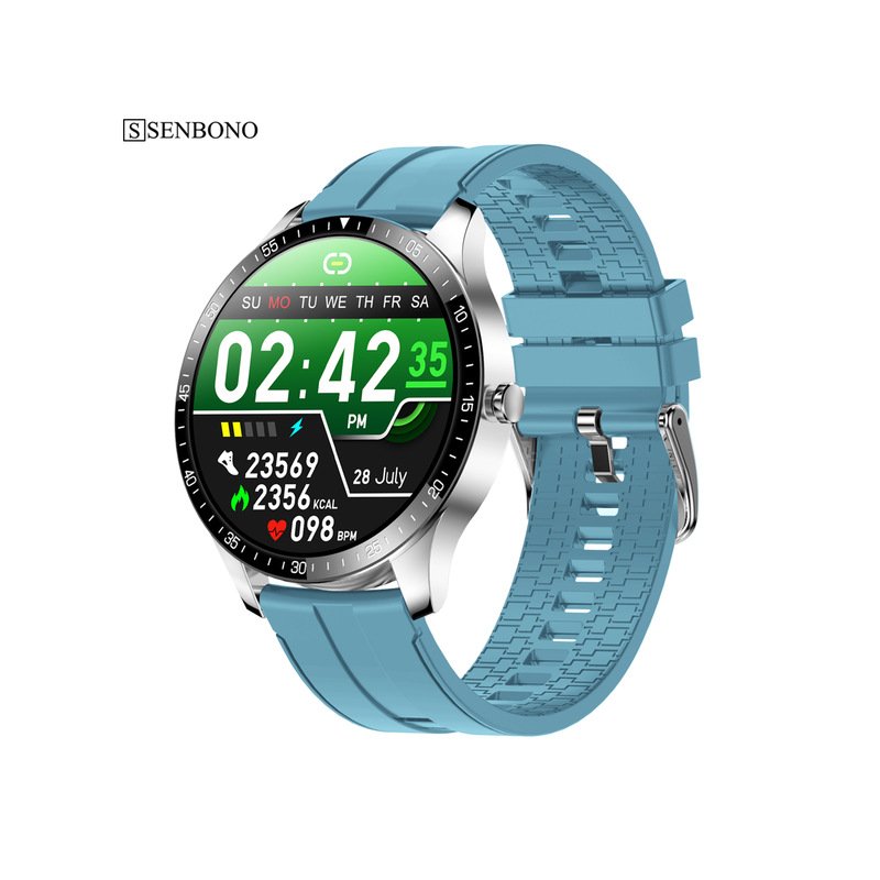 S80 Smart  Watch 1.28 Inch 240*240 Resolution Ratio 200mah Health Sports Watch Blue rubber