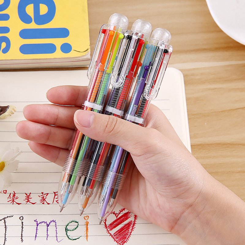 24 Pack 0.5mm 6-in-1 Multicolor Ballpoint Pen 6 Colors Retractable Ballpoint Pens Kids Party Favors Pen 0.5