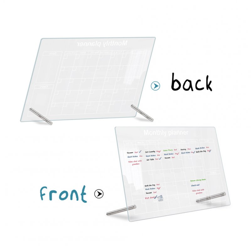 Acrylic Calendar Board Desktop Clear Memo Note Board Monthly Planning Whiteboard With Stand 6 Markers Pen For Office Home School 
