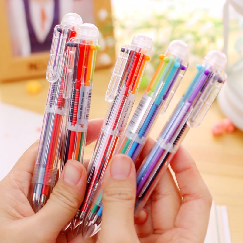 24 Pack 0.5mm 6-in-1 Multicolor Ballpoint Pen 6 Colors Retractable Ballpoint Pens Kids Party Favors Pen 0.5