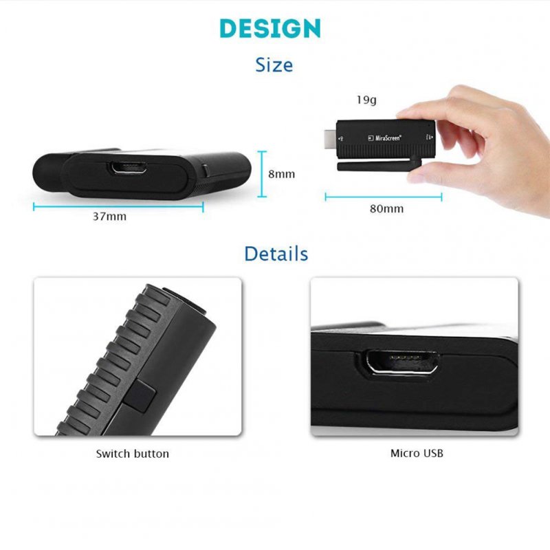 WiFi Display Dongle 1080P Wireless HDMI Adapter DLNA Streaming Cast Screen from iPhone iPad Android Devices to TV Projector  