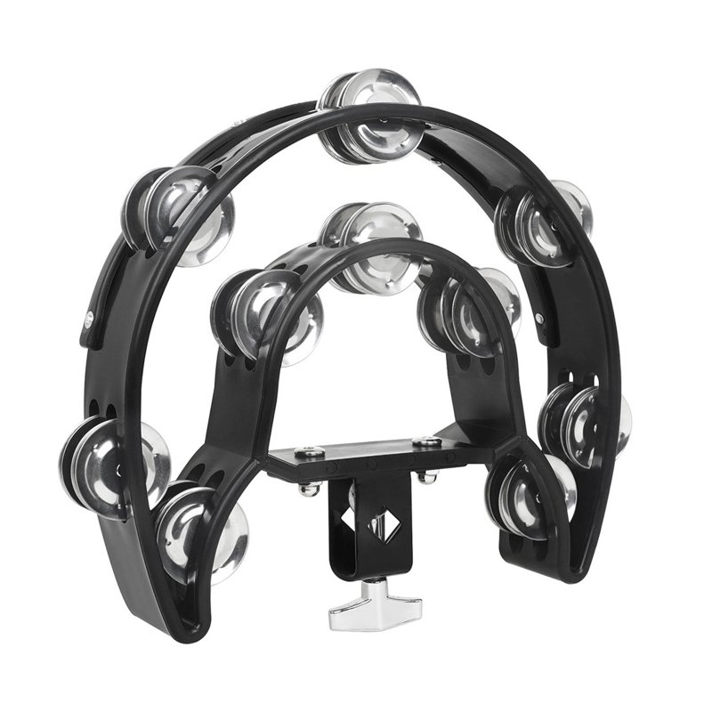 Tambourine Metal Jingles Percussion Instrument Hand Held Tambourines Bell With Clip-on Holder For KTV Party 