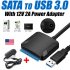SATA to USB3 0 Adapter Converter 12V 2A US Plug Power Adapter  black