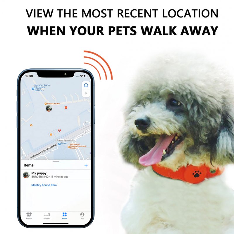 Pets Anti-Lost Collar Locator Set Compatible for iOS System Breathable Battery-Powered Find Device Black