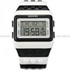 SHHORS Waterproof Quartz Digital LED Stopwatch Sport Rubber Watch White Black LED095