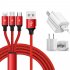 SIMU 1 2M Data Cable Of One Drag Three 2 4A Braided Fast Charging Mobile Phone Cable With USB Charging Plug red