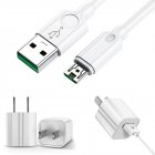 SIMU 1M Android Flash Phone Charging Cable With USB Charging Plug For Huawei Oppo white_conventional