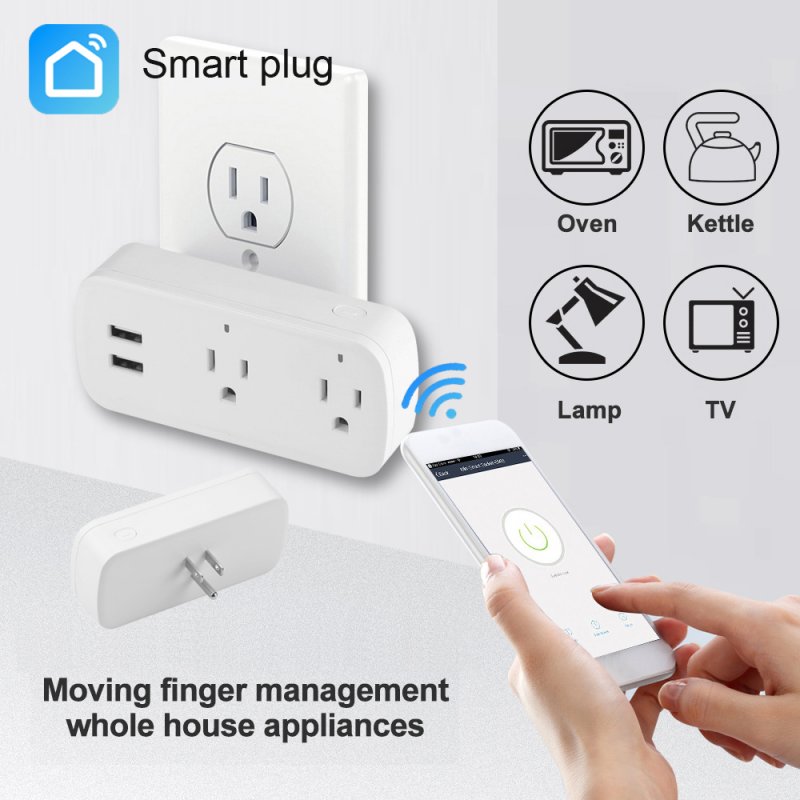 SIMU Alexa Google Home WiFi Smart DC Power Phone Socket US Standard Switche Conversion Plug white_US Plug