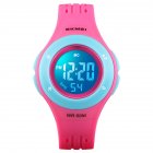 SKMEI 1455 Kid LED Digital Sports Watch Date Week EL Light Waterproof Alarm Colorful Wristwatch Rose red 1