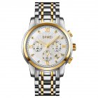 SKMEI Business Men Watches Quartz Movement Timing Function Life Waterproof Wear-resistant Analog Display Wristwatch Gold shell and silver surface