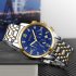 SKMEI Business Men Watches Quartz Movement Timing Function Life Waterproof Wear resistant Analog Display Wristwatch golden shell and blue surface