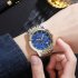 SKMEI Business Men Watches Quartz Movement Timing Function Life Waterproof Wear resistant Analog Display Wristwatch golden shell and blue surface