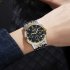SKMEI Business Men Watches Quartz Movement Timing Function Life Waterproof Wear resistant Analog Display Wristwatch Gold shell black surface