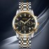 SKMEI Business Men Watches Quartz Movement Timing Function Life Waterproof Wear resistant Analog Display Wristwatch Gold shell black surface