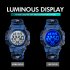 SKMEI Kid Digital Sports Watch Colorful LED Date Week EL Light Waterproof Alarm Camouflage Wristwatch Light blue