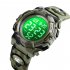 SKMEI Kid Digital Sports Watch Colorful LED Date Week EL Light Waterproof Alarm Camouflage Wristwatch Army Green