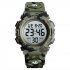 SKMEI Kid Digital Sports Watch Colorful LED Date Week EL Light Waterproof Alarm Camouflage Wristwatch Army Green