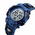 SKMEI Kid Digital Sports Watch Colorful LED Date Week EL Light Waterproof Alarm Camouflage Wristwatch Dark blue