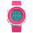 SKMEI LED Digital Watch Double Display Electronic Luminous Watch Multi-function Couple Watch rose Red