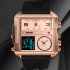 SKMEI Men Business Wrist Watch Fashion Square Large Dial Multifunctional Electronic Waterproof Watch Black Case Black Band