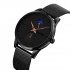 SKMEI Men Quartz Watch Second 24 Hour Display Waterproof Stainless Steel Simple Wristwatch Blue