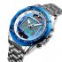 SKMEI Men Solar Quartz Digital Watch Dual Time Date Week Waterproof EL Light Alarm Sports Wristwatch Silver blue