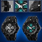 SKMEI Men s Sporty Dual Time Zones Alarm Timer Wrist Watch   White