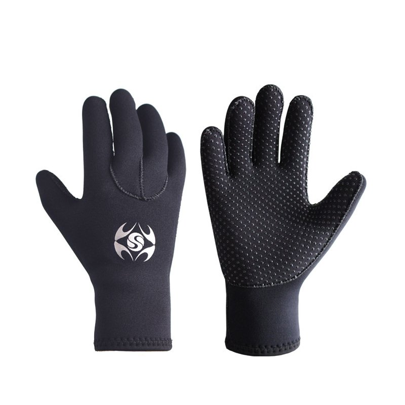 SLINX 3mm Diving Swimming Gloves Anti-slip Wear Resistant Keeping Warm Hand Protector Gloves black_XL