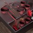 SM Leather Bondage Sets Restraint Kits Bed Restraints Cuffs Blindfold Spanking Paddle Black For Women And Couples red suit