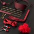 SM Leather Bondage Sets Restraint Kits Bed Restraints Cuffs Blindfold Spanking Paddle Black For Women And Couples red suit