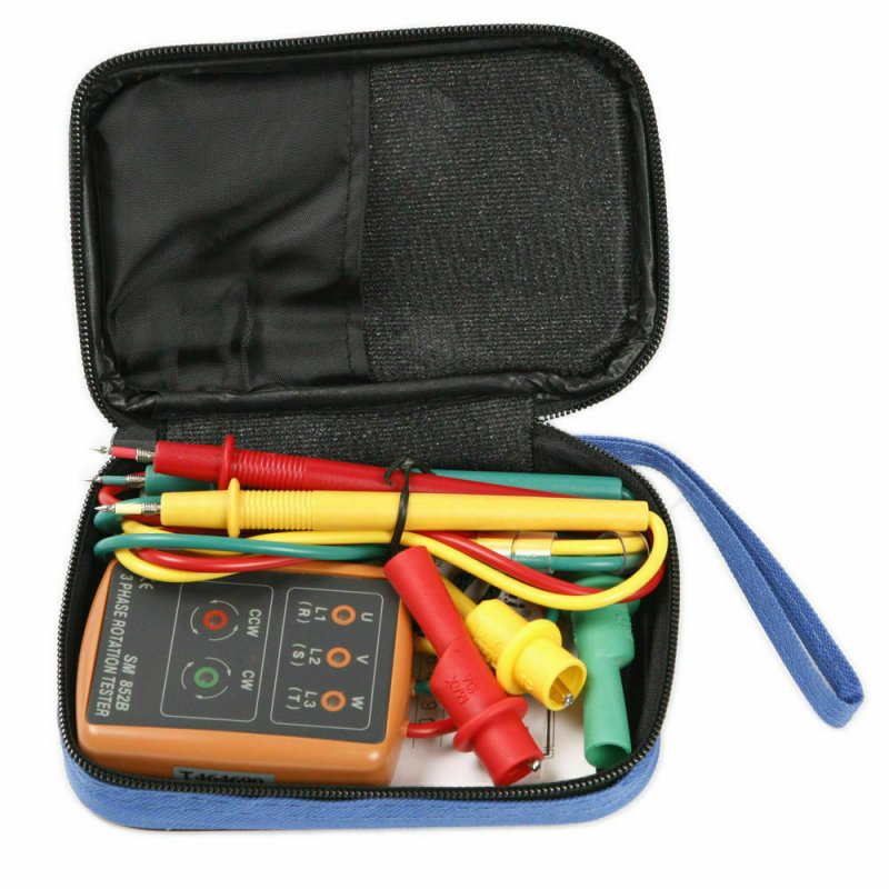 SM852B 3 Phase Sequence Rotation Tester LED Indicator Detector Checker Meter(Without Battery) Orange