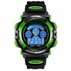 SMAEL 0508 Children s Multi Function Digital Waterproof Electronic Watch with Night Light for Sports Black shell green circle   large