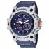 SMAEL Luxury Men Fashion Business Watch Led Digital Sports Quartz Wristwatch Casual Waterproof Calendar Clock Watches Navy blue