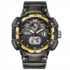 SMAEL Men Sports Watch Fashion Clock 50m Waterproof Luminous Pointer Multi-functional Digital Quartz Wristwatch black gold