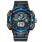 SMAEL Men Sports Watch Fashion Clock 50m Waterproof Luminous Pointer Multi-functional Digital Quartz Wristwatch dark blue