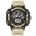 SMAEL Men Sports Watch Fashion Clock 50m Waterproof Luminous Pointer Multi-functional Digital Quartz Wristwatch Khaki