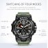 SMAEL Men Sports Watch 50m Waterproof Shockproof Clock Alarm Dual Display Luminous Quartz Wristwatch orange