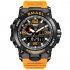 SMAEL Men Sports Watch 50m Waterproof Shockproof Clock Alarm Dual Display Luminous Quartz Wristwatch black gold
