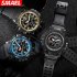 SMAEL Men Sports Watch 50m Waterproof Shockproof Clock Alarm Dual Display Luminous Quartz Wristwatch black gold