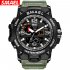 SMAEL Men Sports Watch 50m Waterproof Shockproof Clock Alarm Dual Display Luminous Quartz Wristwatch black gold